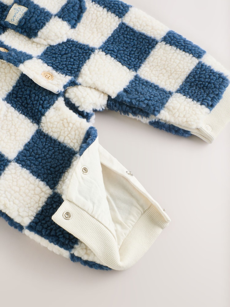 Blue Checkerboard Borg Hooded Baby Pramsuit (0mths-2yrs) - Image 14 of 14 Blue Checkerboard Borg Hooded Baby Pramsuit (0mths-2yrs) - Image 14 of 14