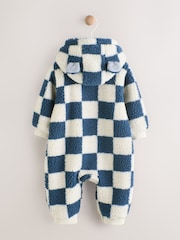 Blue Checkerboard Borg Hooded Baby Pramsuit (0mths-2yrs) - Image 3 of 12