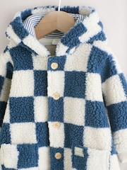 Blue Checkerboard Borg Hooded Baby Pramsuit (0mths-2yrs) - Image 4 of 12