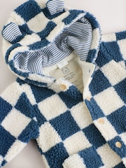 Blue Checkerboard Borg Hooded Baby Pramsuit (0mths-2yrs) - Image 5 of 12