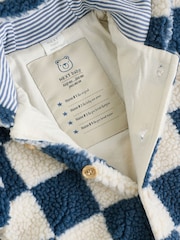 Blue Checkerboard Borg Hooded Baby Pramsuit (0mths-2yrs) - Image 6 of 12