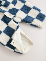 Blue Checkerboard Borg Hooded Baby Pramsuit (0mths-2yrs) - Image 8 of 12