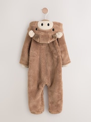 Brown Hamish Hooded Baby Fleece Pramsuit (0-18mths) - Image 2 of 8