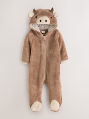 Brown Hamish Hooded Baby Fleece Pramsuit (0-18mths) - Image 3 of 8