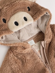 Brown Hamish Hooded Baby Fleece Pramsuit (0-18mths) - Image 5 of 8