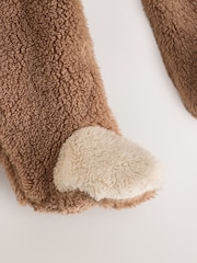 Brown Hamish Hooded Baby Fleece Pramsuit (0-18mths) - Image 8 of 8
