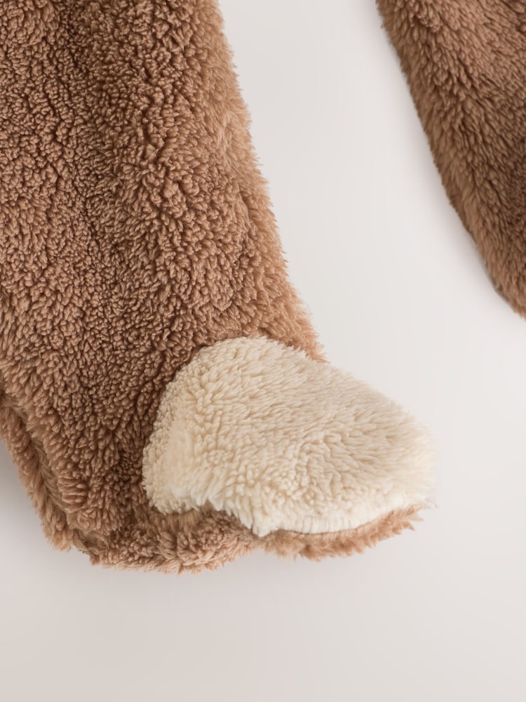 Brown Hamish Hooded Baby Fleece Pramsuit (0-18mths) - Image 8 of 8