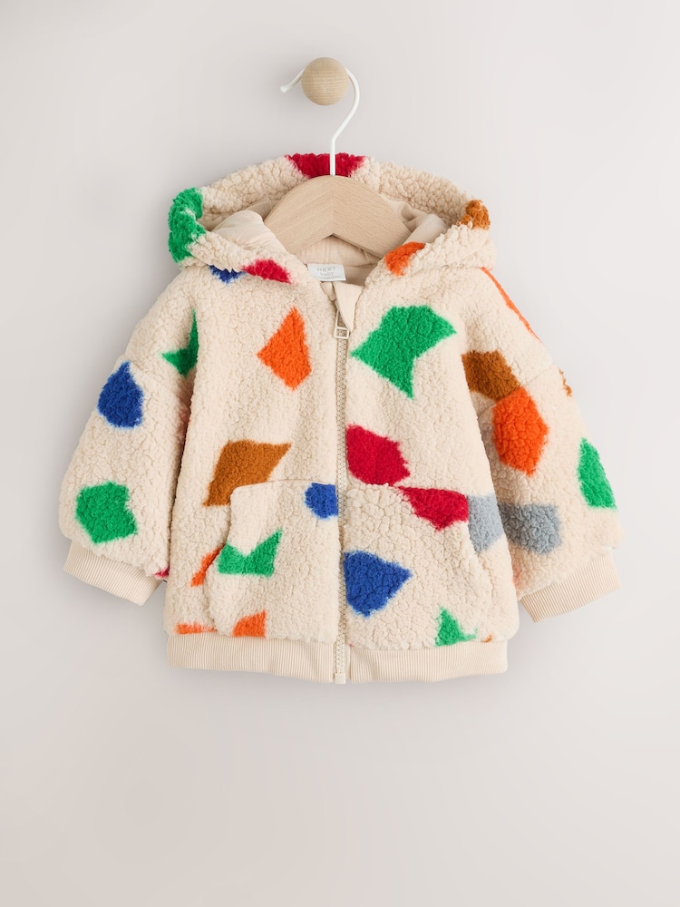 Natural Bright Geo Printed - Zip Through Hooded Baby Jacket (0mths-2yrs) - Bild 1 von 5