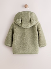 Sage Green Baby Hooded Borg Jacket (0-18mths) - Image 2 of 7