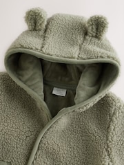 Sage Green Baby Hooded Borg Jacket (0-18mths) - Image 4 of 7