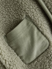 Sage Green Baby Hooded Borg Jacket (0-18mths) - Image 6 of 7