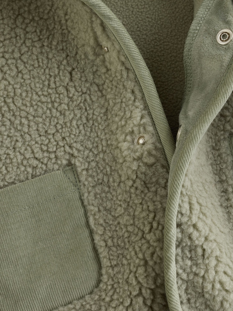 Sage Green Baby Hooded Borg Jacket (0-18mths) - Image 7 of 7