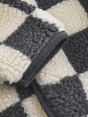 Charcoal Grey Checkerboard Baby Hooded Borg Jacket (0-18mths) - Image 5 of 6