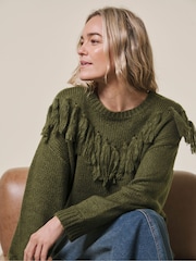 JD Williams Green Tassle Detail Jumper - Image 1 of 4
