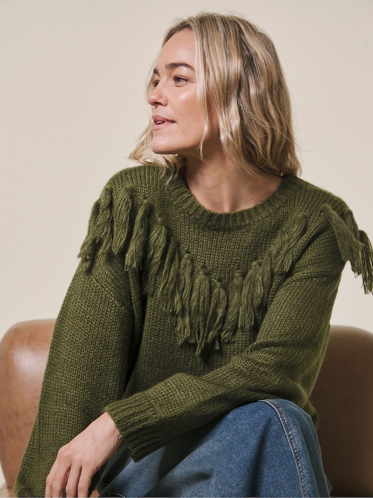 JD Williams Green Tassle Detail Jumper - Image 1 of 4