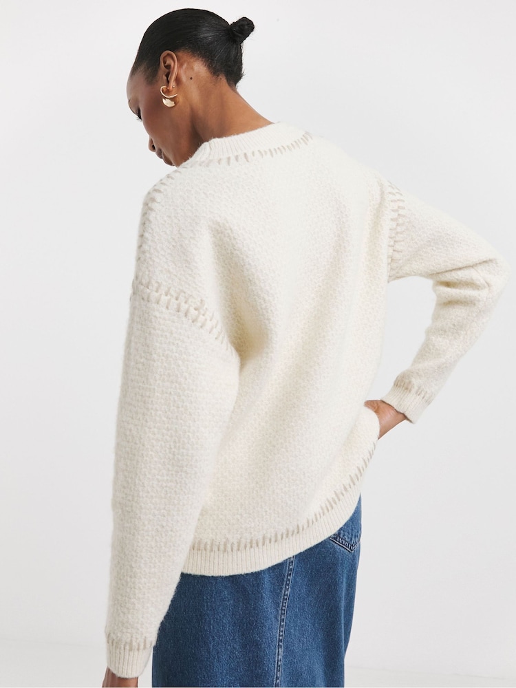 JD Williams Natural Stitch Detail Jumper - Image 2 of 4 JD Williams Natural Stitch Detail Jumper - Image 2 of 4