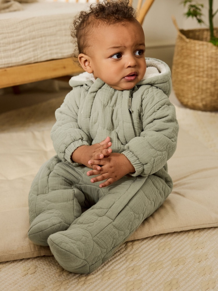 Salbeigrün - Baby Crinkle Pramsuit (0mths-2yrs) - Bild 1 von 6