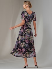 Jolie Moi Yellow Angel Sleeve Wrap Bodice Mesh Maxi Dress - Image 2 of 7