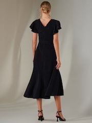 Jolie Moi Blue Marlie Metallic Angel Sleeve Maxi Dress - Image 2 of 6