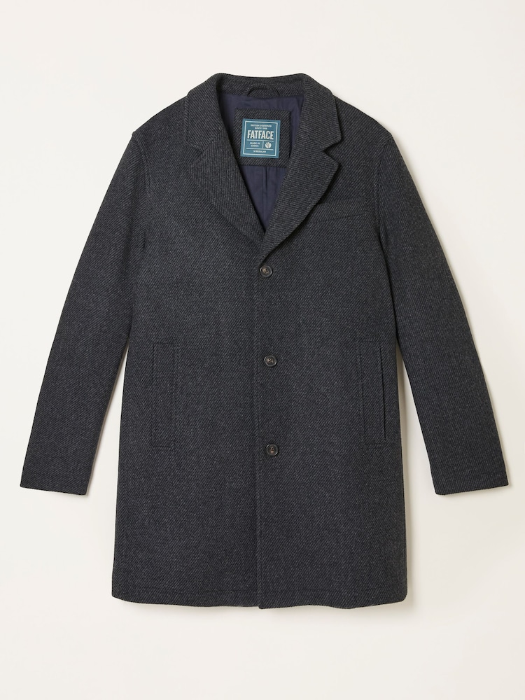 FatFace Tabor Dark Grey Single Breasted Wool Mix Topcoat - Image 1 of 1