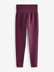 Wine Red Ribbed Seamless High Waist Leggings - Image 5 of 6