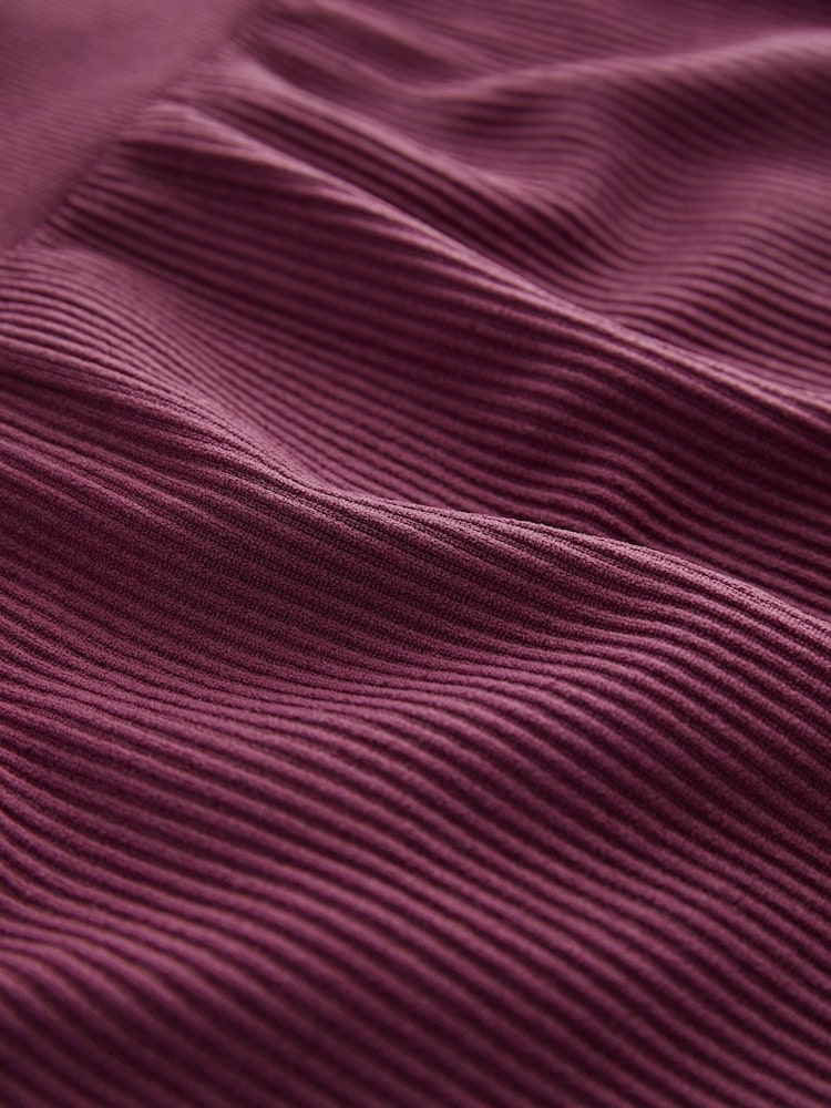 Wine Red Ribbed Seamless High Waist Leggings - Image 6 of 6
