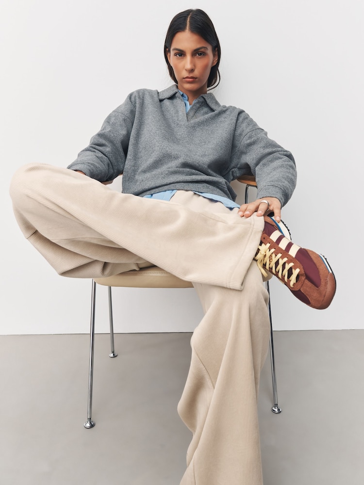 Cream Soft Feel Cord Wide Leg Trousers - Image 2 of 8 Cream Soft Feel Cord Wide Leg Trousers - Image 2 of 8