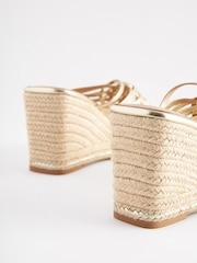 Gold Regular/Wide Fit Forever Comfort® Weave Mule Wedges - Image 5 of 6