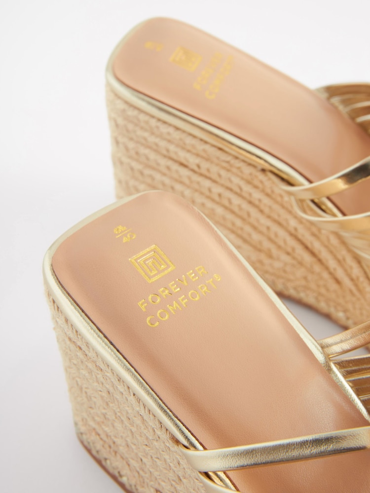 Gold - Forever Comfort® Pantoletten aus Webstoff mit Keilabsatz - Bild 6 von 6 Gold - Forever Comfort® Pantoletten aus Webstoff mit Keilabsatz - Bild 6 von 6