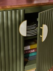Clarke & Clarke Ribbed Green Mango Wood Calisto Small Sideboard - Image 3 of 9
