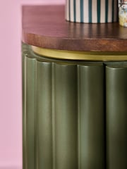 Clarke & Clarke Ribbed Green Mango Wood Calisto Small Sideboard - Image 4 of 9