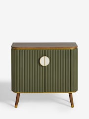 Clarke & Clarke Ribbed Green Mango Wood Calisto Small Sideboard - Image 8 of 9