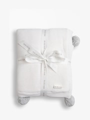 The Little Tailor Pom Pom Plush Lined Baby Blanket - Image 2 of 6