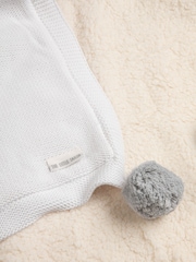 The Little Tailor Pom Pom Plush Lined Baby Blanket - Image 6 of 6