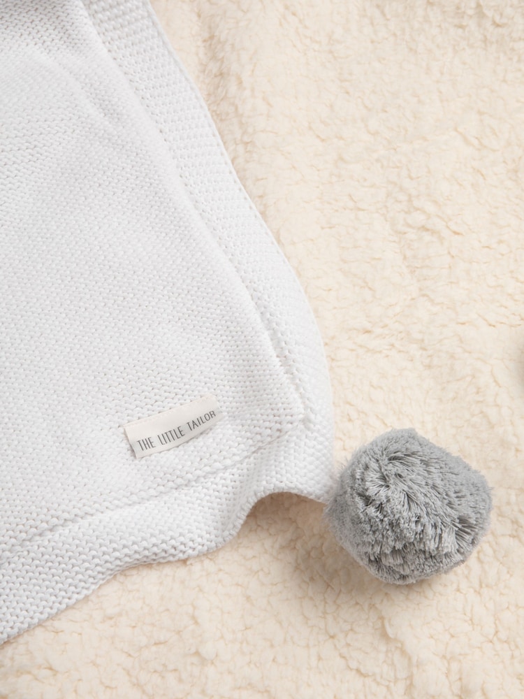 The Little Tailor Pom Pom Plush Lined Baby Blanket - Image 6 of 6