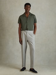 Reiss Hunting Green Caspa Mercerised 100% Cotton Jersey Cuban Collar Shirt - Image 3 of 5
