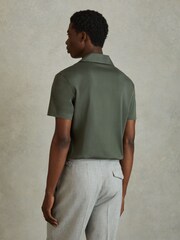 Reiss Hunting Green Caspa Mercerised 100% Cotton Jersey Cuban Collar Shirt - Image 4 of 5
