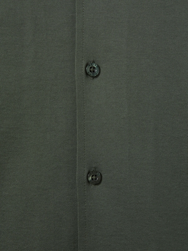 Reiss Hunting Green Caspa Mercerised 100% Cotton Jersey Cuban Collar Shirt - Image 5 of 5