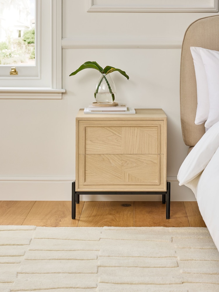 Jasper Conran London Whitewashed Oak Aden Bedside Table - Image 2 of 9