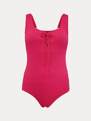 Phase Eight Pink Ribbed Bow Front Swimsuit - Image 6 of 6
