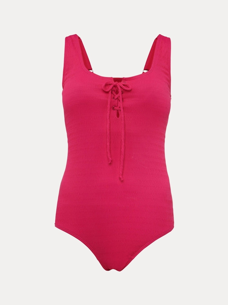 Phase Eight Pink Ribbed Bow Front Swimsuit - Image 6 of 6