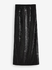 Black Mesh Sequin Midi Skirt - Image 5 of 7
