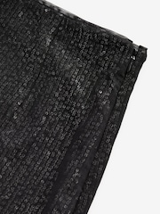Black Mesh Sequin Midi Skirt - Image 6 of 7