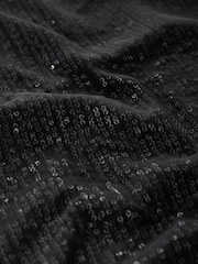 Black Mesh Sequin Midi Skirt - Image 7 of 7