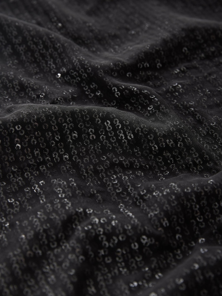 Black Mesh Sequin Midi Skirt - Image 7 of 7