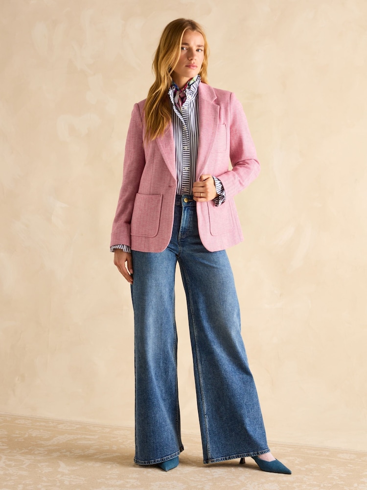 Joules Albury Pink Cotton Blazer - Image 3 of 9
