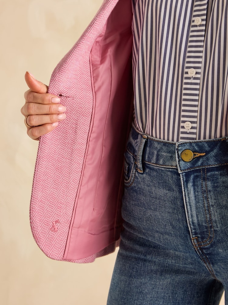 Joules Albury Pink Cotton Blazer - Image 4 of 9