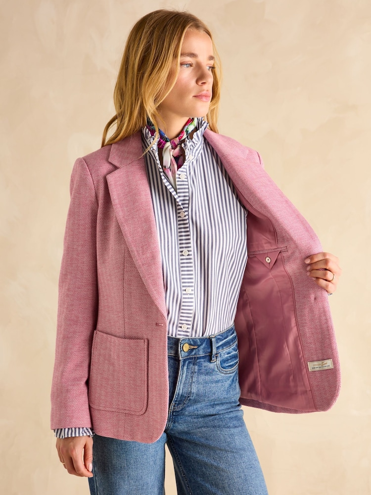 Joules Albury Pink Cotton Blazer - Image 5 of 9