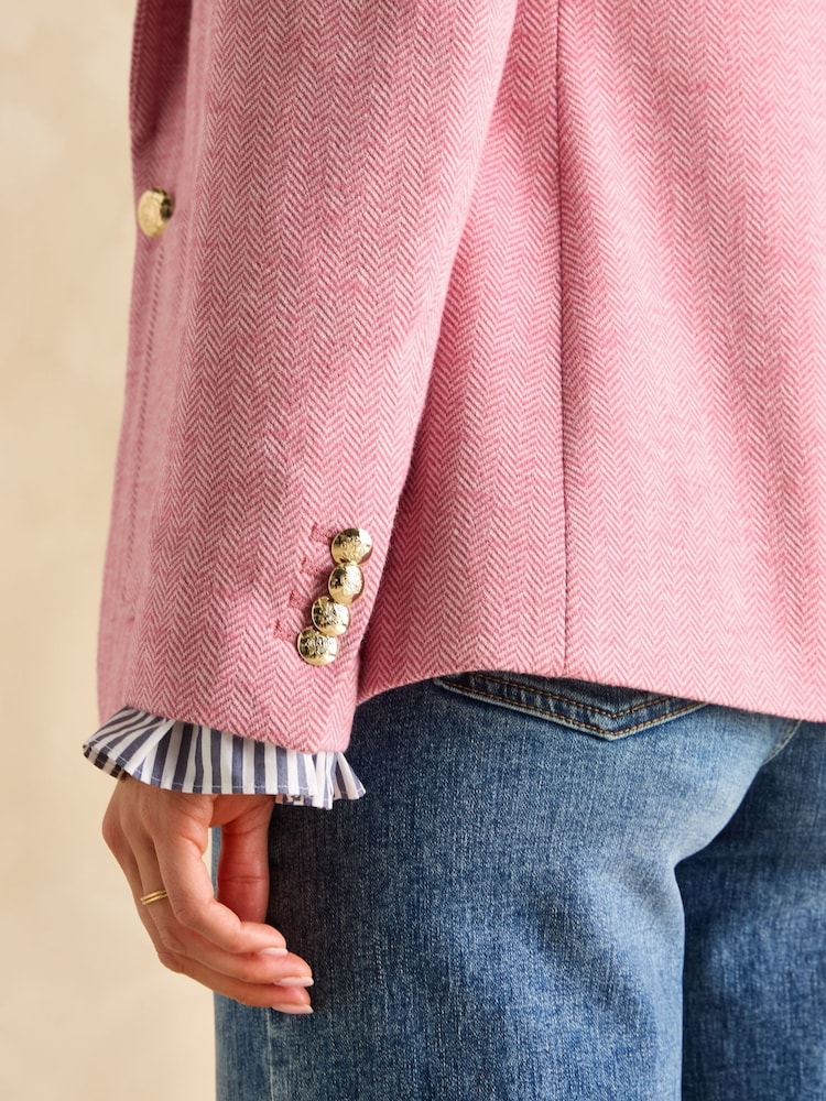 Joules Albury Pink Cotton Blazer - Image 6 of 9
