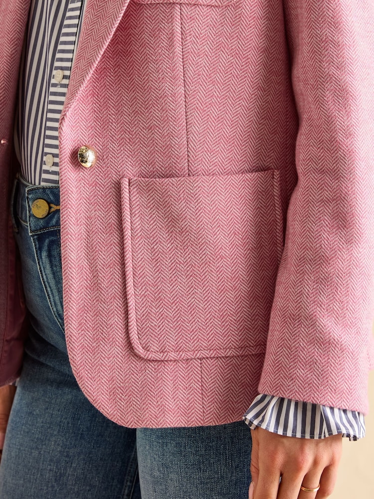 Joules Albury Pink Cotton Blazer - Image 8 of 9
